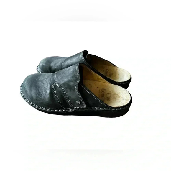 FINN COMFORT Men’s Black Venice Leather Mule Shoes Size EUR 42